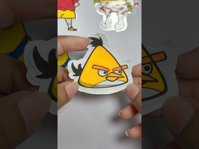 Easy DIY Angry Birds Chuck Sticker 💛🎯 #shorts #sticker #angrybirds #diy