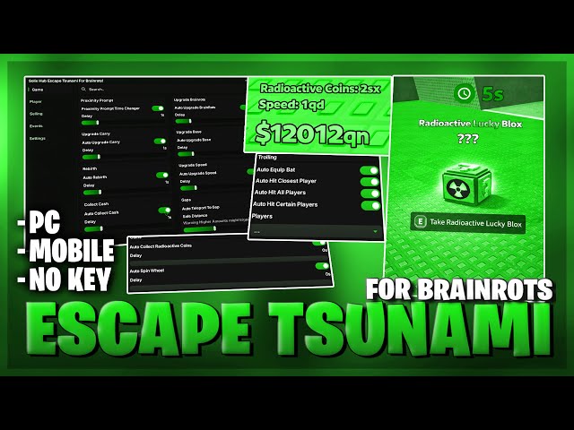 [☢️ UPD] Escape Tsunami For Brainrots Script – NO KEY | AUTO COLLECT | GODMODE | REMOVE TSUNAMI