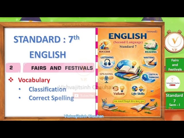 Standard 7 English | Unit 2 Fairs and Festivals | Vocabulary Solutions | GCERT NEW SYLLABUS 