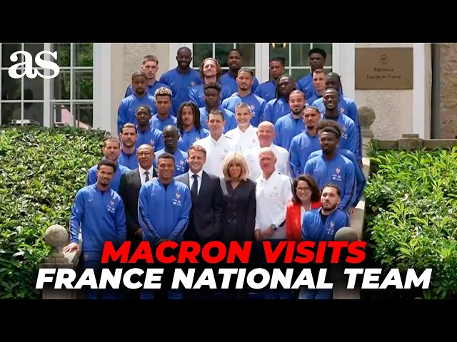 EMMANUEL MACRON visits the FRANCE national football team at CLAIREFONTAINE | WORLD CUP