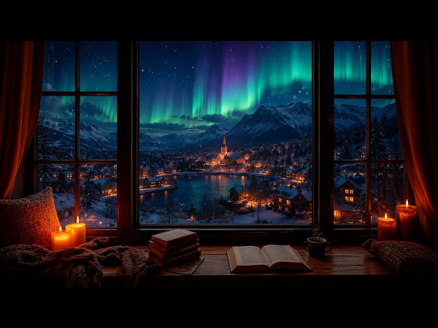 Northern Lights Over a Cozy Winter Village 🌌❄️ | 4K Relaxing Ambience l SimplifyTech CineX