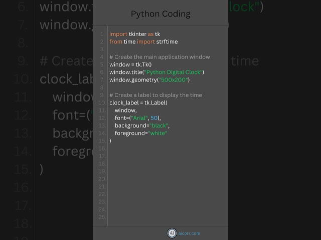 Python Tkinter Digital Clock Tutorial | Build a GUI Clock with Python #shorts