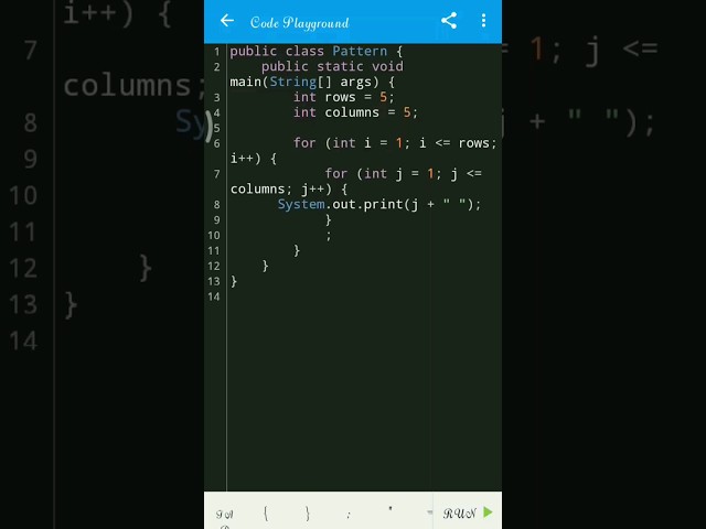 Number pattern program in java #shorts #java #program #fyp
