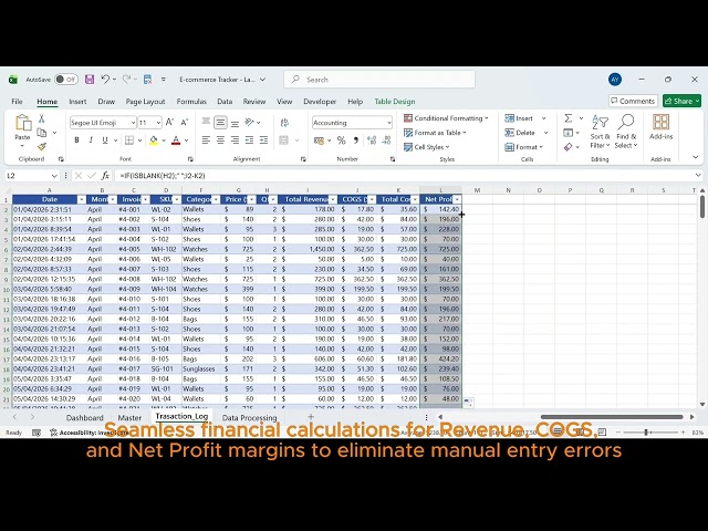 Excel Data Entry & E-Commerce Sales Tracker Portfolio - Yurni