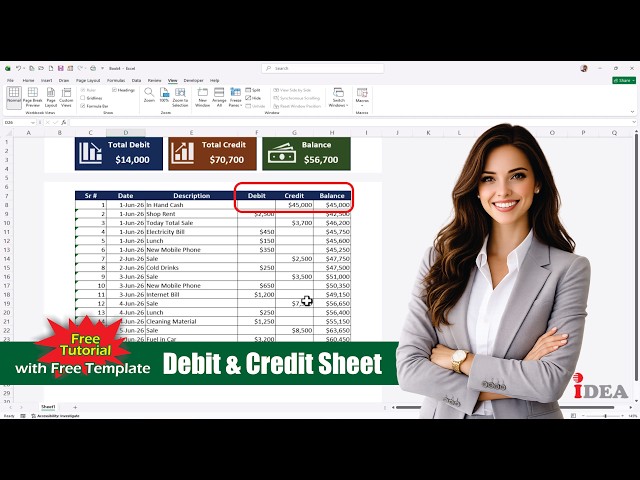 Haw to create daily account book in excel | debit credit sheet | Calculate running balance in excel