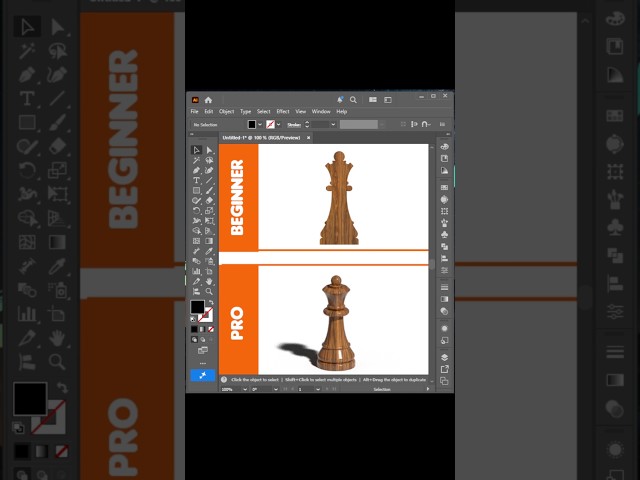 Adobe Illustrator 2027 Tips - How to Create a Realistic 3D Wooden Chess Piece #shorts