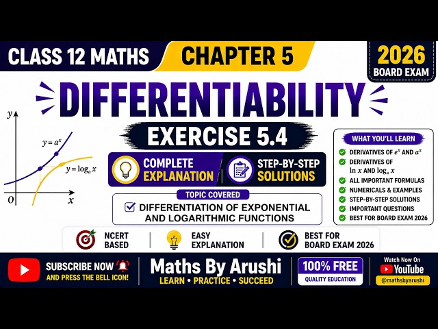 Class 12 Maths Chapter 5 | Exercise 5.4 | Differentiation of Exponential & Logarithmic Functions