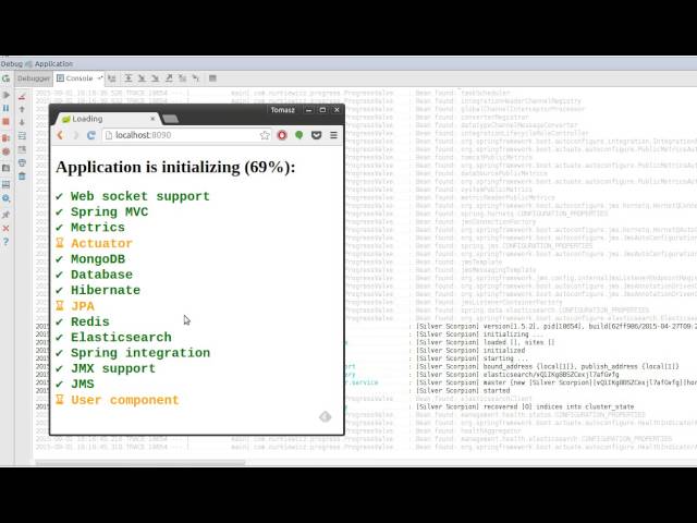Displaying progress of Spring application startup in web browser
