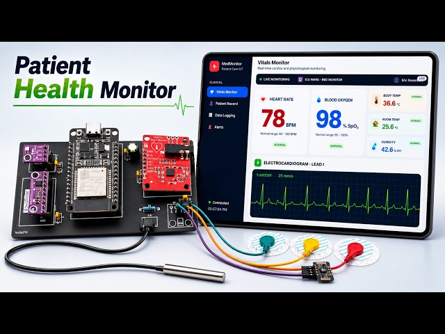I Built a Patient Health Monitor with ESP32 | Live ECG, BPM, SpO₂ & Temperature