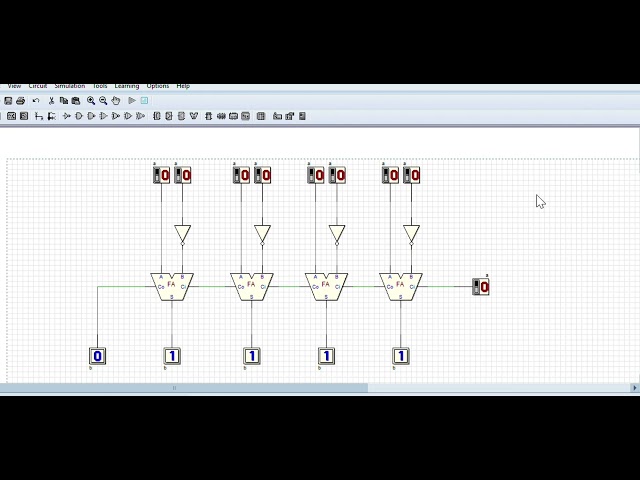 4 bit binary subtractor simulation 