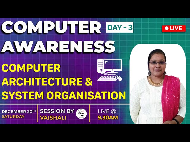 COMPUTER AWARENESS | COMPUTER  ARCHITECTURE &  SYSTEM ORGANISATION | IBPS RRB PO/CLERK| BY VAISHALI