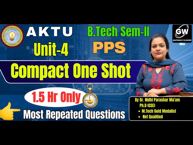 PPS U-4 COMPACT ONE SHOT I  By Dr. Nidhi Parashar Ma'am I Gateway Classes I AKTU