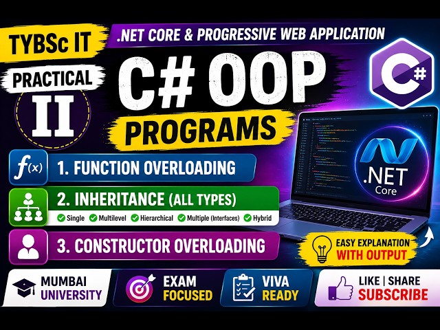 TYBScIT Practical II (Part-1) | C# OOP Programs | Function & Constructor Overloading & Inheritance