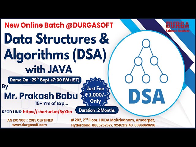 Data Structures & Algorithms with JAVA Online Training @ DURGASOFT