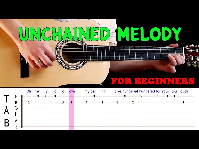UNCHAINED MELODY | Easy guitar melody lesson for beginners (with tabs) - ‎The Righteous Brothers