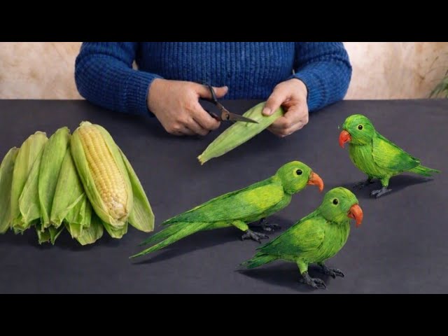 I Turned Corn Husks Into a Lifelike Parrot! 🦜