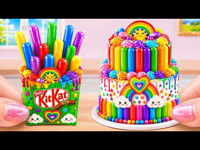 Amazing Rainbow Jelly Cake with Sprinkles 🌈🍬🍰 Satisfying Miniature Cake Decorating Tutorial