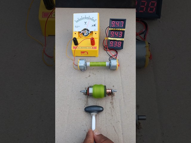 DIY Project: Magnet 🧲 Spins 775 Armature → 2 Generators ⚡ → 3 voltmitar 💡 | DC Moving Coil test