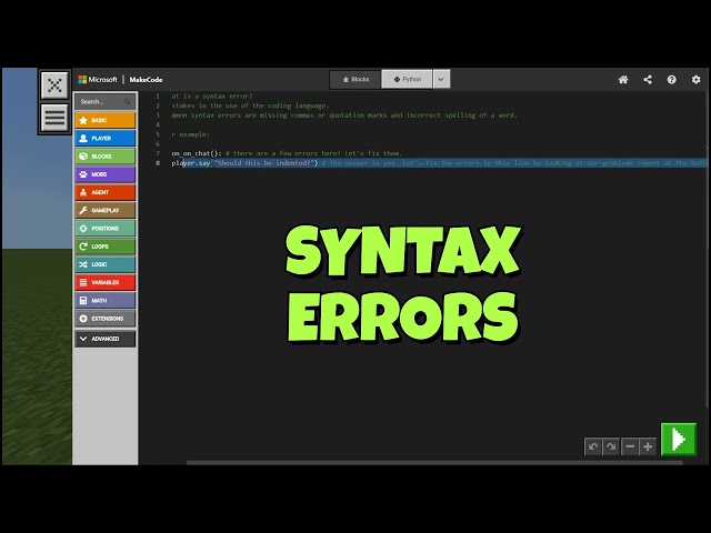 05 Syntax errors in Minecraft