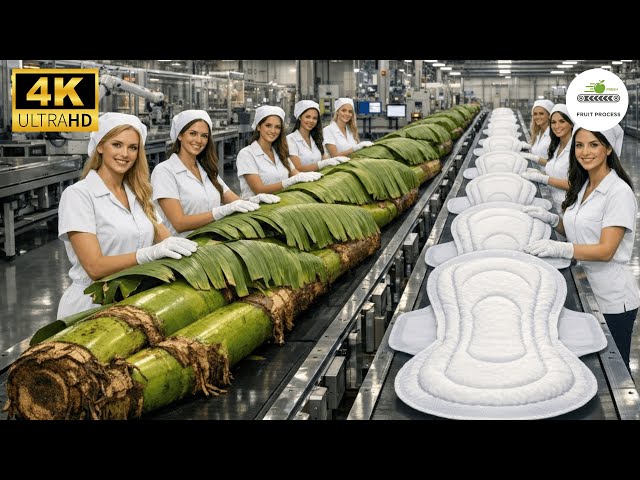 Inside Modern Banana Stem Factory & Sanitary Pad Production (Full Process)