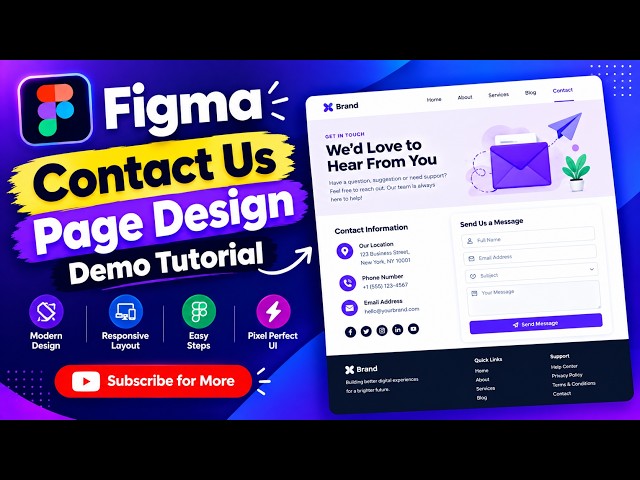 Figma Contact Us Page Design | Complete Website UI Tutorial for Designer's / Beginner's.
