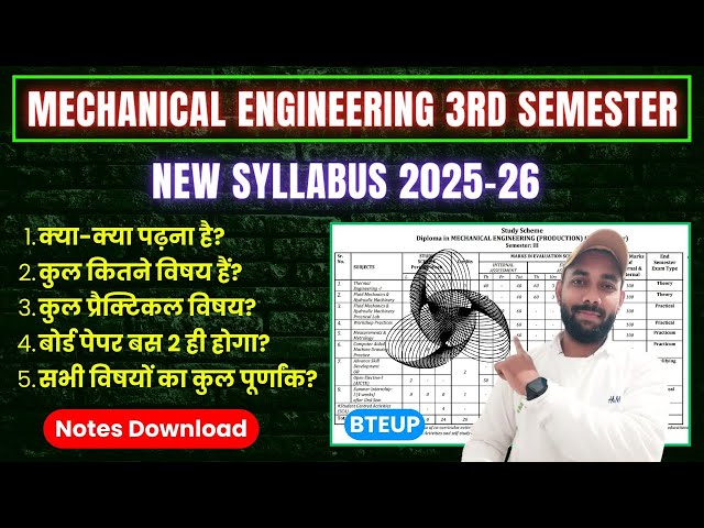 Mechanical Engineering 3rd Semester Syllabus 2025  | Mechanical Engineering 3rd Semester Subjects