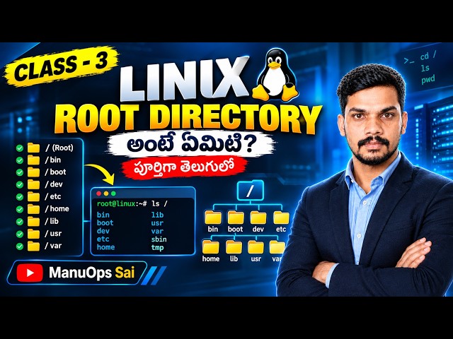 Class-3 |Linux Root Directory Explained in Telugu | /bin /etc /home /var /usr |DevOps |Telugu#devops