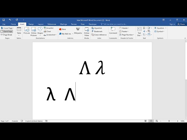 How to type lambda symbol in Word