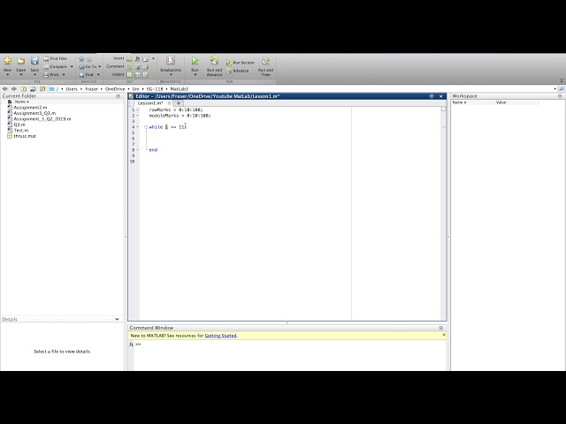 MatLab for beginners: Lesson 1 - Variables, if statements, loops and plotting