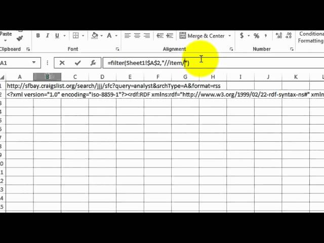 Excel 2013: WEBSERVICE, FILTERXML