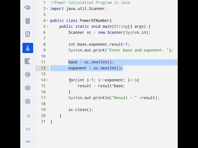 Power Calculation Program in Java