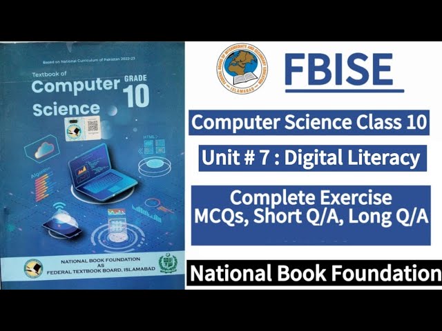 Class 10 Computer Science Unit 7 | Digital Literacy | Exercise | New Syllabus 2025