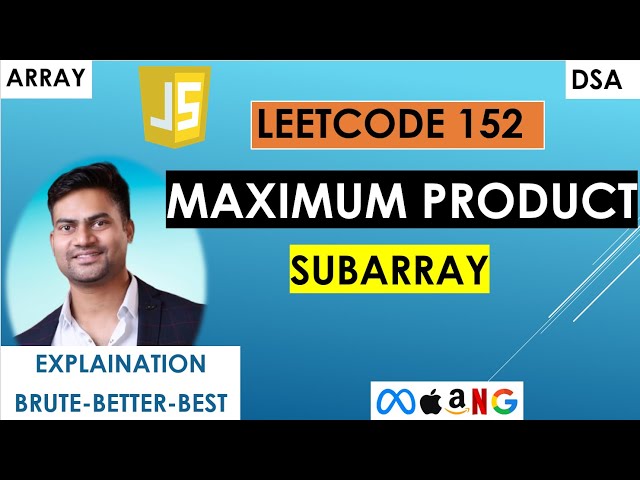 Maximum Product Subarray - Leetcode152 | JavaScript | Prefix-suffix product approach | Part 1