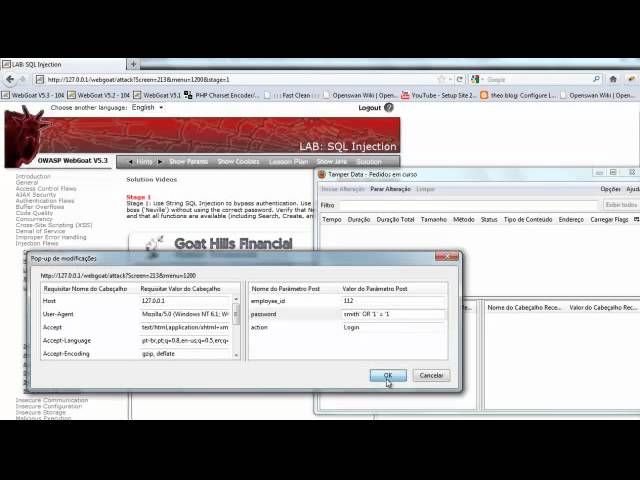 Owasp - WebGoat - String SQL Injection and Numeric SQL Injection