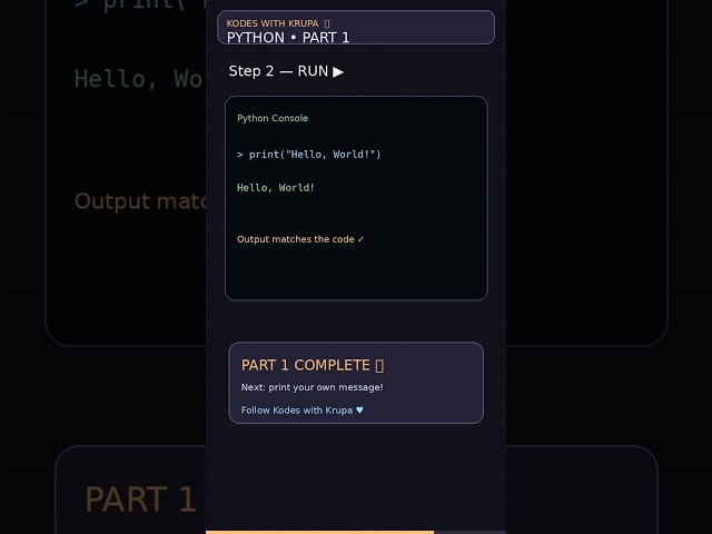 🌐Python Tutorial for Beginners 🐍 | Part 1: print() Function 💻✨ #Shorts