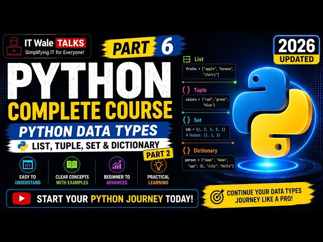 Python Complete Course Part 6 | Python Data Types | List, Tuple, Set & Dictionary part 2
