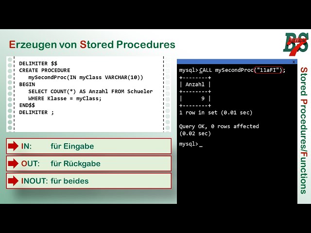Stored Procedures und Functions in MySQL