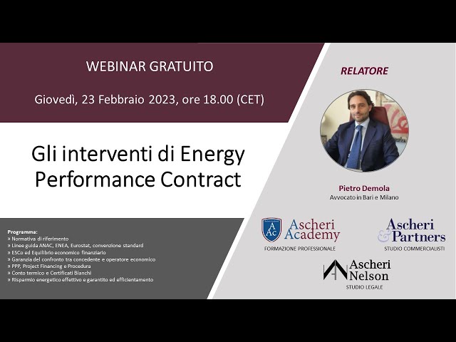 Webinar: Gli interventi di Energy Performance Contract