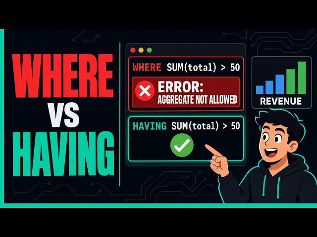 Stop Using WHERE on Aggregates! (SQL GROUP BY & HAVING Tutorial)