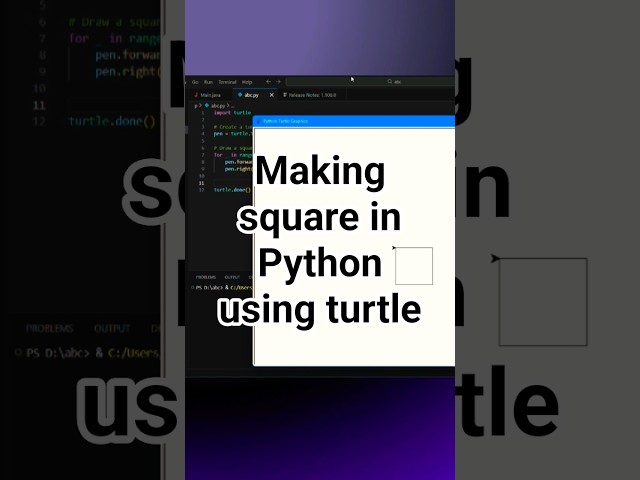 Making square in Python using turtle #python #programminglanguage
