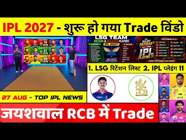 IPL 2027 - 10 Big News (Rajat Patidar All Time 11, Draft, Trade, LSG Retain & Release Players)