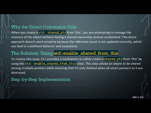 How to Create a smart pointer from 'this' in C+ +