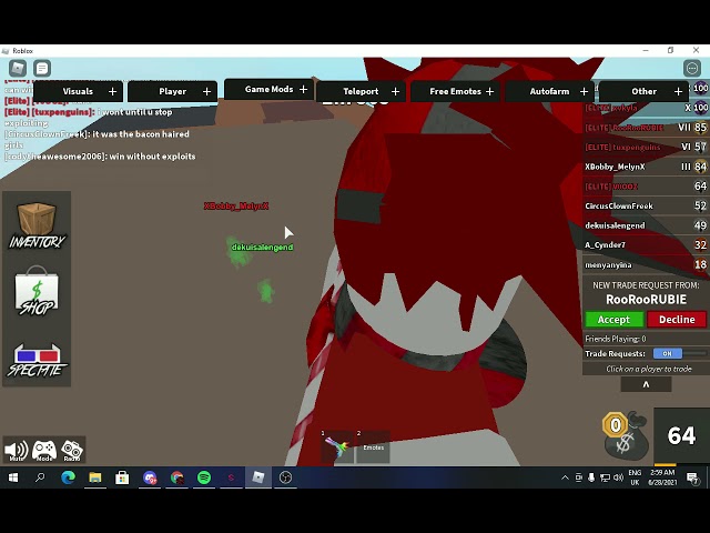Using Exploits to Annoy Teamers in MM2.