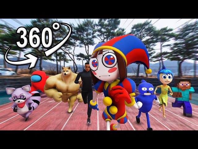 Running Competition(with.pomni, steve, sanic, david, buff doge, rambley, joy, red) | VR 360°