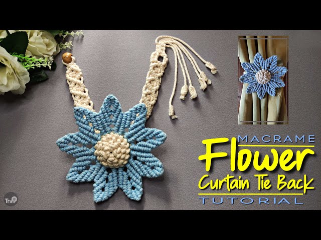 DIY Macrame Flower Curtain Tie Back | Macrame Curtain Belt Tutorial