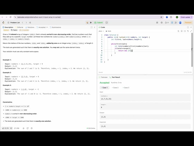 167. Two Sum II - Input Array Is Sorted | Two Pointer Solution | Efficient Solution | In Tamil