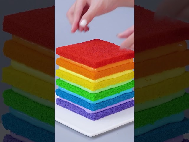 Classic Cake Decorating Recipe with Cream Rainbow Frosting #shorts #satisfying #cake #chocolate