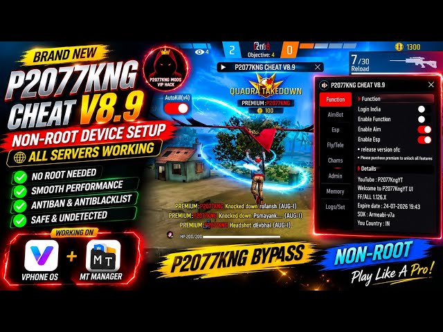 P2077kng mod menu setup all servers || How to setup p20 mod menu non root devices || p2077kng 8.9