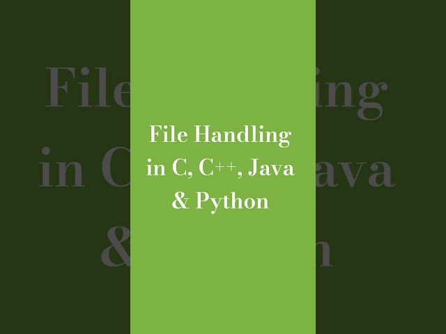 File Handling in C, C++, Java & Python