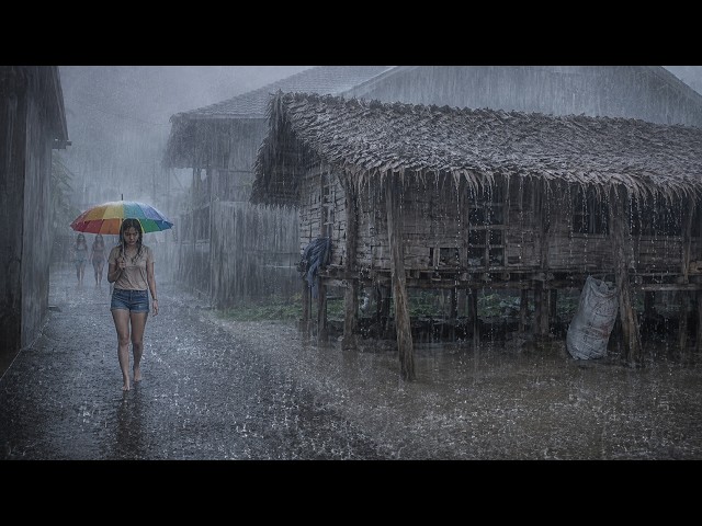 TERRIBLE RAINSTORM!! 🌧️ Walking Through Heavy Rain in Indonesia | Deep Sleep Sounds
